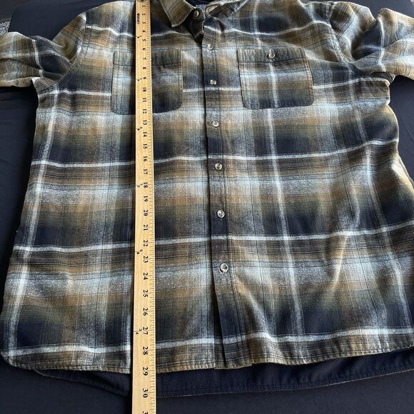 Rugged Elements Flannel Shirt Mens Extra Large XL Brown Plaid Lined Button Up - Picture 10 of 13